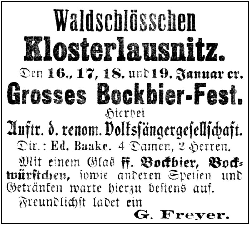 1897-01-16 Kl Waldschloesschen Bockbierfest